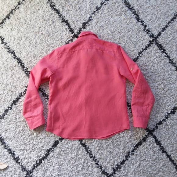 Lauren Ralph Lauren pink linen button-down shirt - Picture 3 of 6